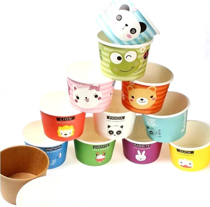 Customized compostable biodegradable 12 oz dessert icecream ice cream cup with lid for ice cream icecream bagease packa