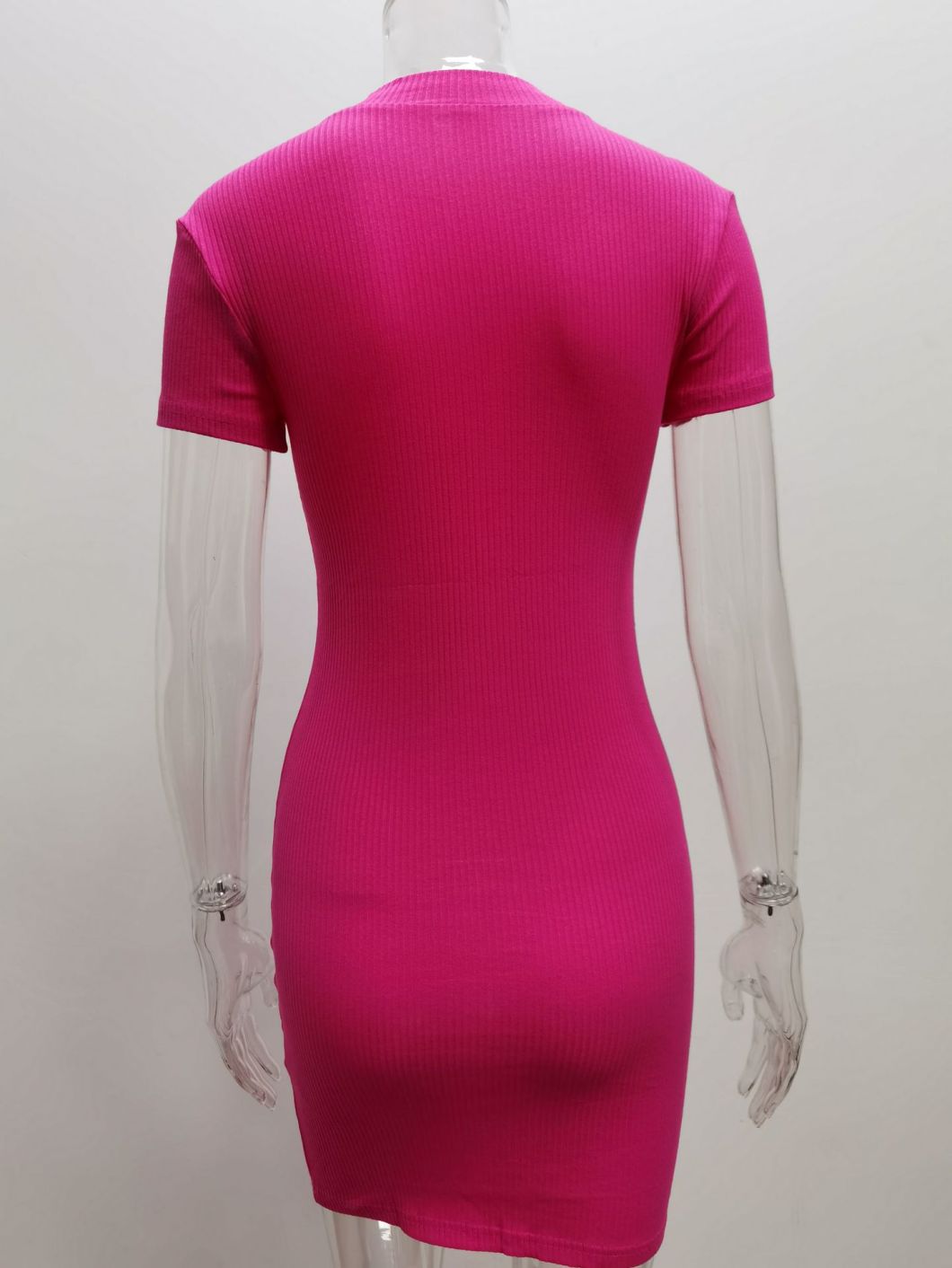 Spring Women New High-Necked Short-Sleeved Dress Bodycon Casual Zip up Custom Logo Comfortable Breathable Dress