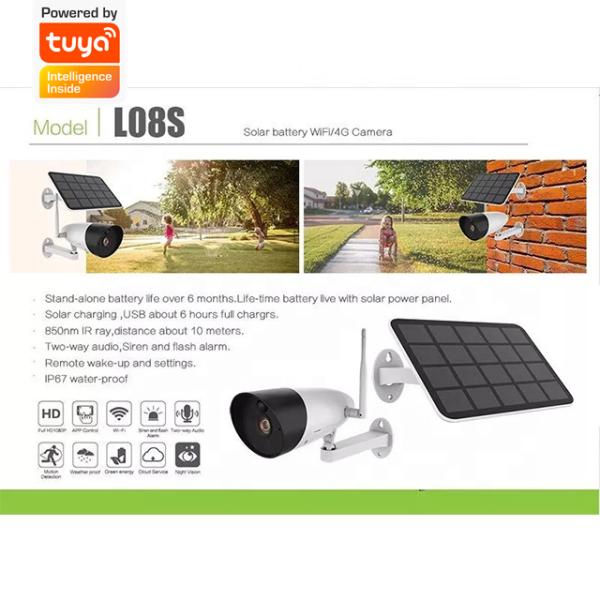 CMOS Camera Tuya 1080p Smart Wireless Camera With Solar Panel