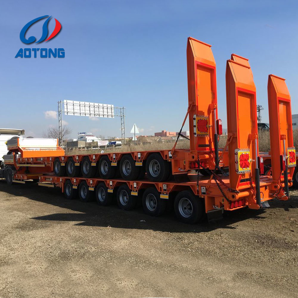 High Load Capacity Steel 100ton Low Bed Trailer with Heavy Load Servo 5 Axle Steering