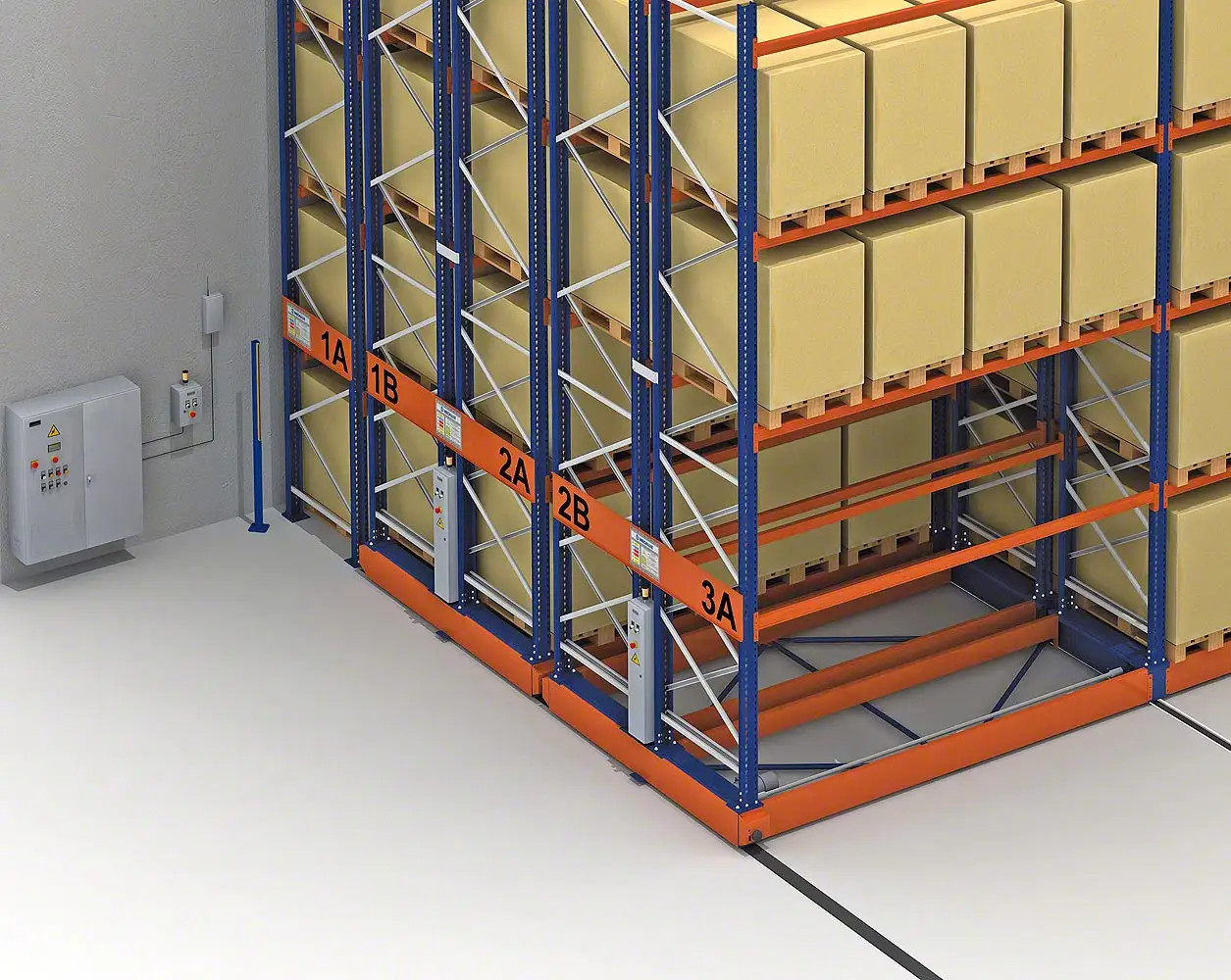 Steel Mobile Pallet Racking System , 4 Layers Powered Mobile Racking 1000kg/Pallet