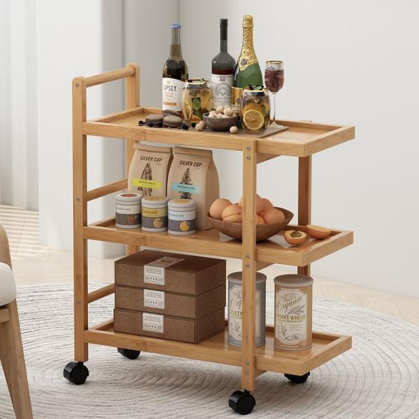 3 Layer Storage Rack Shelf Corner Table Side Rolling Trolley Cart for Living Room Furniture in Restaurant and Coffee