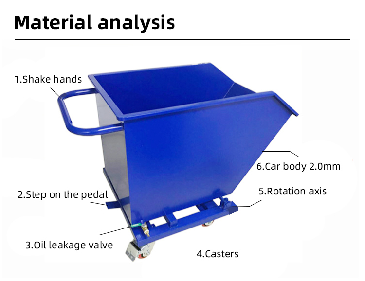 Heavy Duty Durable Waste Tipping Skips Steel Metal Self Dump Hopper Garbage Collector