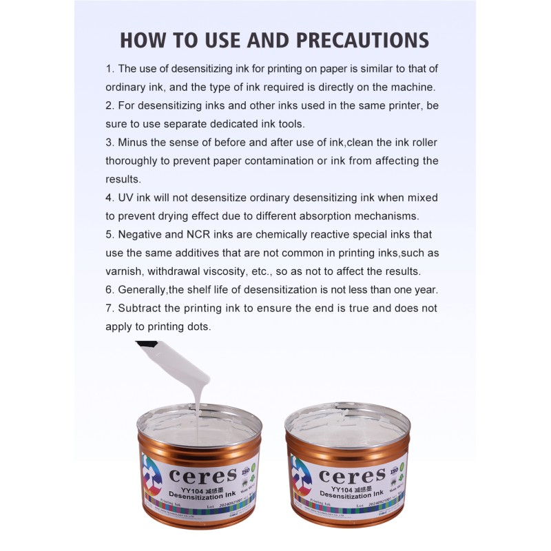 ISO9001 Certified Desensitizing Ink for Carbonless Copy Paper with 1kg/tin Packaging and 114°C Fire Point