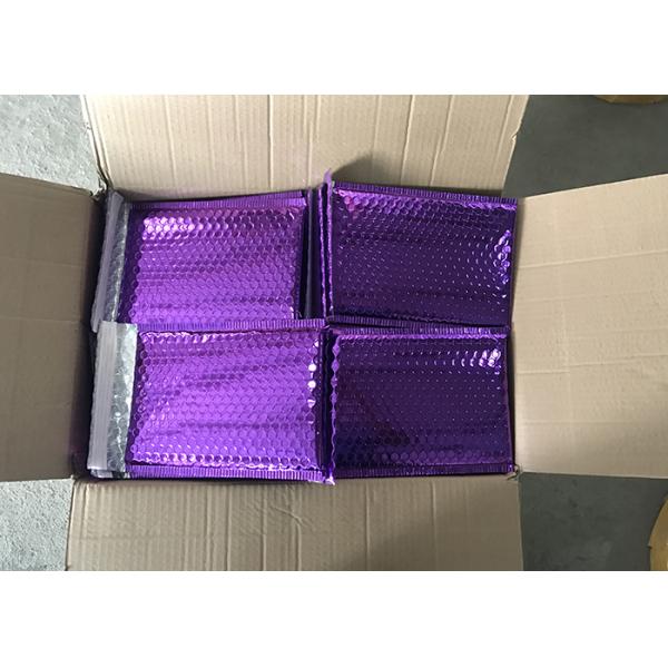 Poly Glossy Purple Metallic Bubble Mailers With Self Sealing