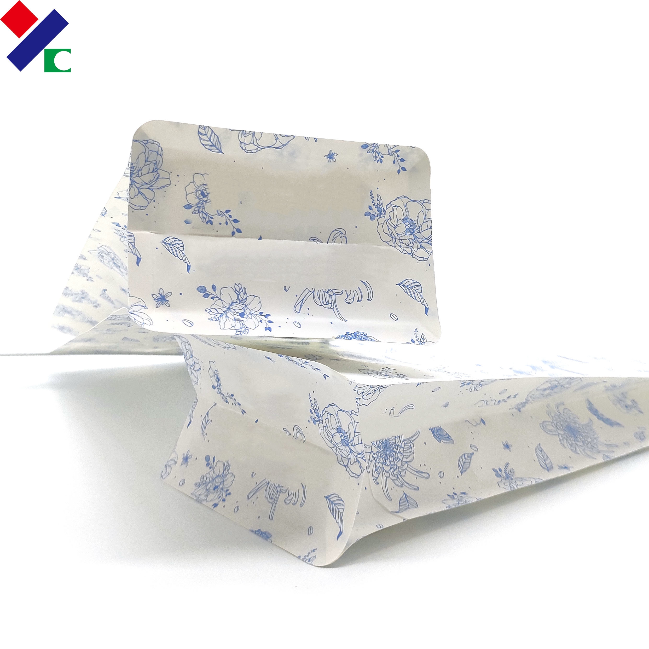 Custom Print Bioldegradable Kraft Paper Flat Bottom One Way Valve Coffee Packaging Bags With Tin Tie