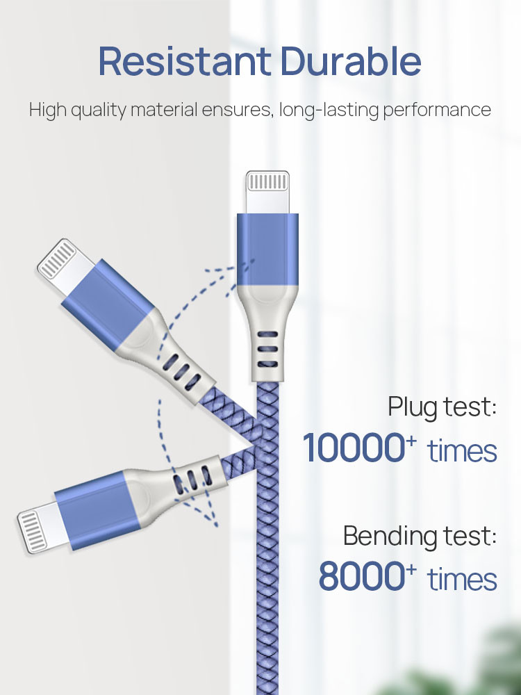 Apple IPhone Fast Charger Lightning Cable USB C 2 Pcs Set 1M 3.3ft Compatible