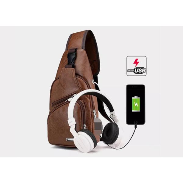 Cheap USB Charging Messenger Shoulder Strap Bag Reusable PU Leather for sale