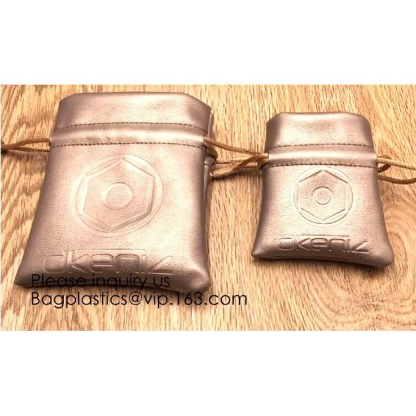 Soft Offwhite and Red PU Leather Bag For Packaging,Custom Pink Brown Faux Leather Drawstring Pouch Faux Leather Jewelry