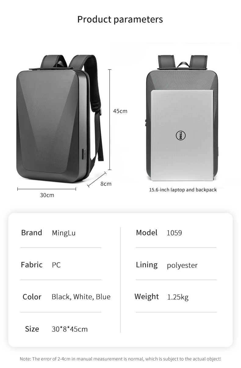 Factory wholesale men bag laptop anti theft bagpack hard shell usb waterproof mochila school bag laptop backpacks