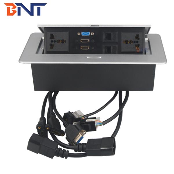 BNT 2020 new design smart office use easy assemble desk hidden power socket brush black built in office furniture