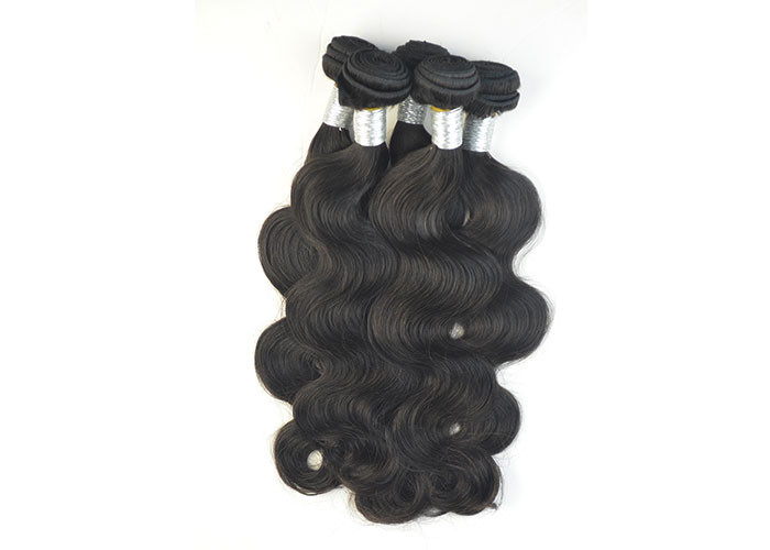 Natural Black Virgin Human Hair Extensions Not Frizzy For Peruvian 22 Inch