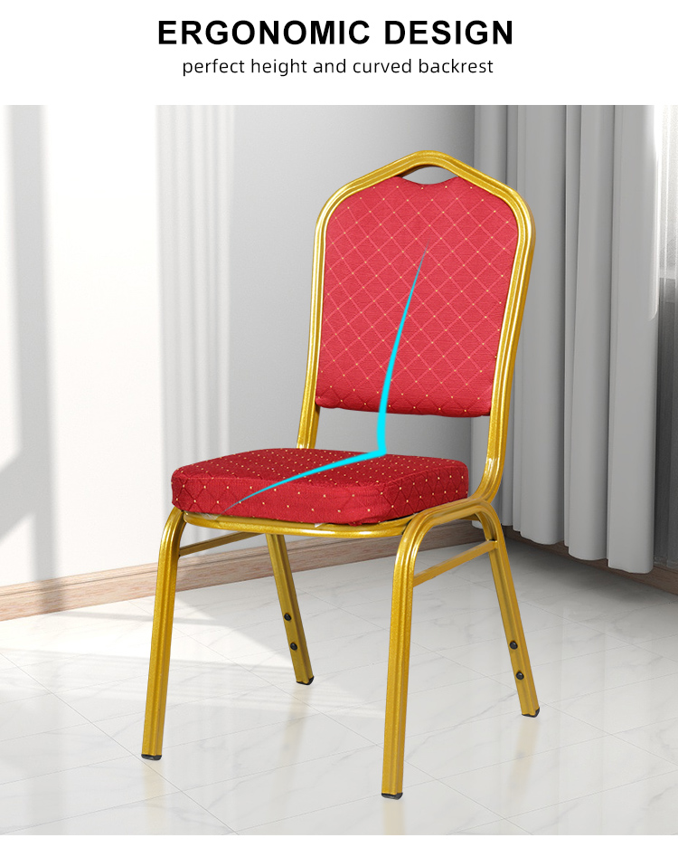 Contemporary Stackable Gold Metal Banquet Chair For Hotel Events Party