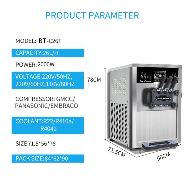 BT-C26T New Plane Rectangular Design Ice Cream Machine 220V/110V Customizable Ice Cream Cone Machine