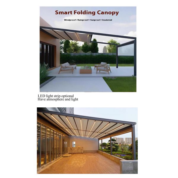 Outdoor Aluminum Motorized Automatic Retractable Awnings Extendable Patio Canopy Gear Box Coated Balcony Pergola Shade Solutions