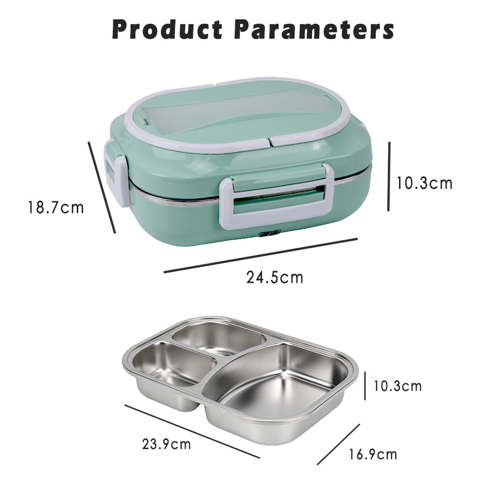 Electric Lunch Box Fast 60W Portable Food Warmer Removable 304 Stainless Steel Container Fork Spoon