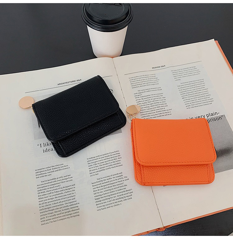 Korean Style Fashion Small Card Holder Wallet with and Trendy College Style Pendant