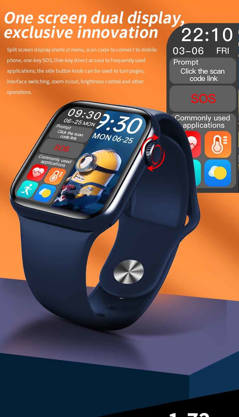 44mm 1.72" Heart Rate Bluetooth Fitness Watch Pk IWO12 W26