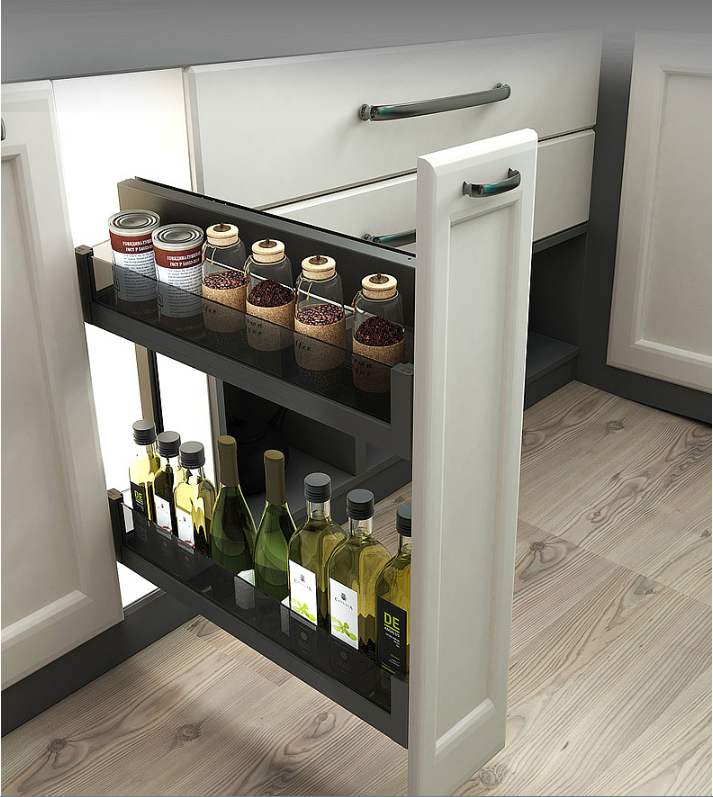 Customizable White Solid Wood High Gloss Kitchen Cabinet for Villa Renovation Project