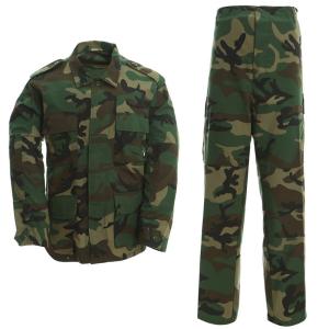 Plaid Fabric Woodland BDU Uniform Tear Resistance Flame Retardant