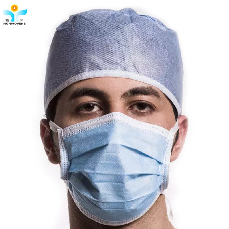 Disposable Non Woven SMS Medical Bouffant Doctor Cap Elastic Surgical Hats