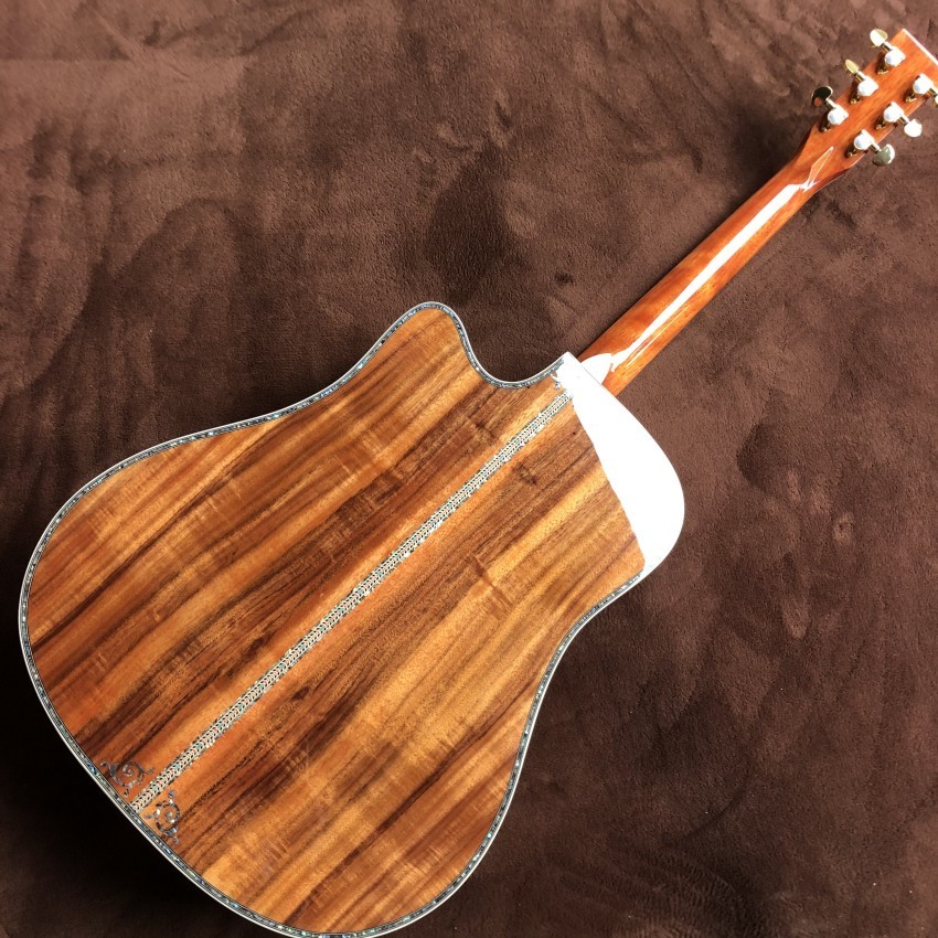 Custom 41 Inch Solid KOA Wood Top Cutaway Classic Folk Acoustic Guitar Real Abalone Inlay D-Shape Electric Guitar Wood P