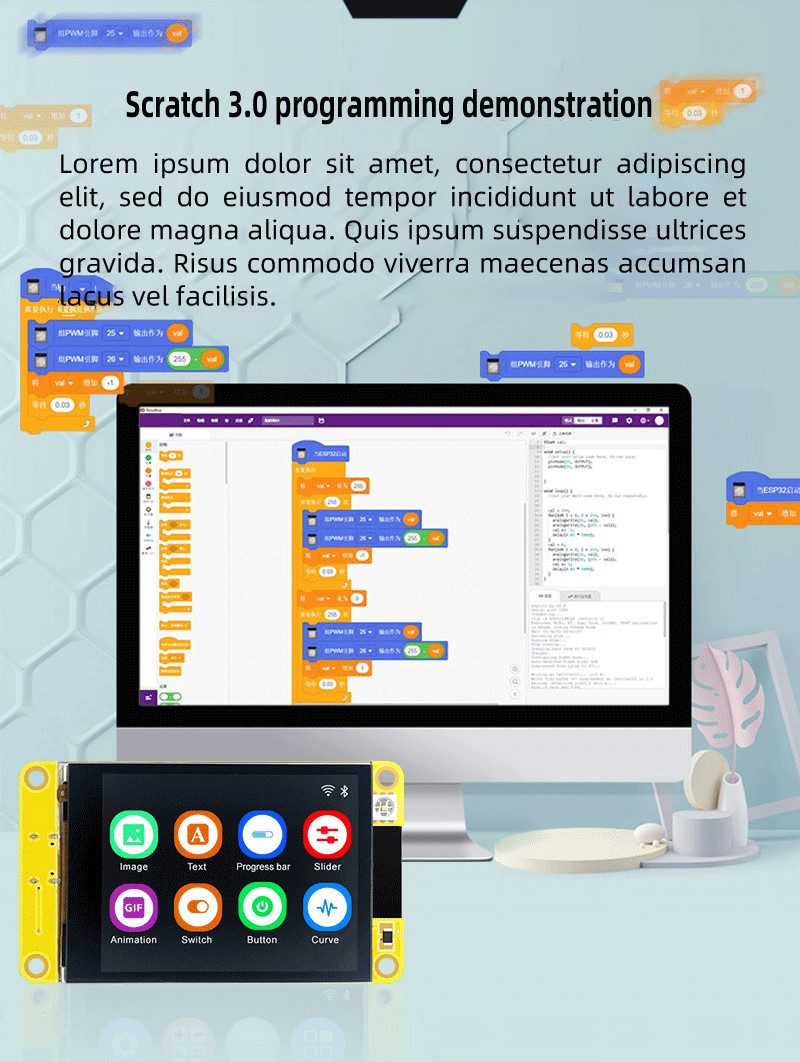 ESP2.4 inch small LCD display screen 320 * 240 without touch yellow pcba