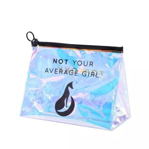 Logo Print Custom Holographic PVC Makeup Zipper Bag