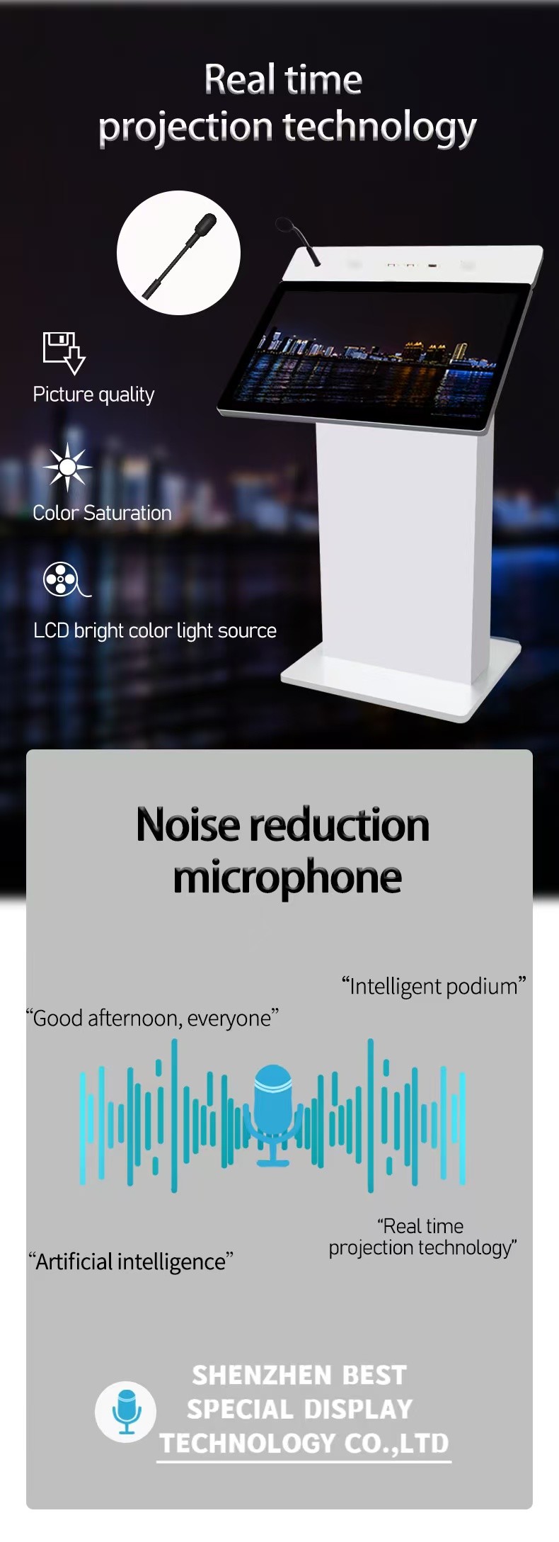 All In One PC Integrated Smart Lectern , Touch Monitor Smart Podium