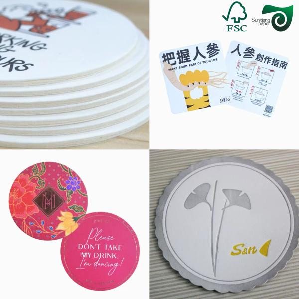FSC Double Sided Uncoated Paper Natural White 600um 900um For Beer Pads
