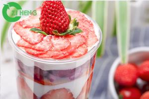 Quality 1000ml Crystal Clear Plastic Cups With Dome Lids For Smoothies / Sliced ​​Fruit wholesale