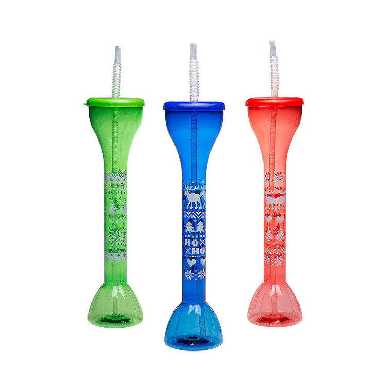 PET Party Yard Cups With Lids And Straws Luau Plastic Yard Glasses For Party Event