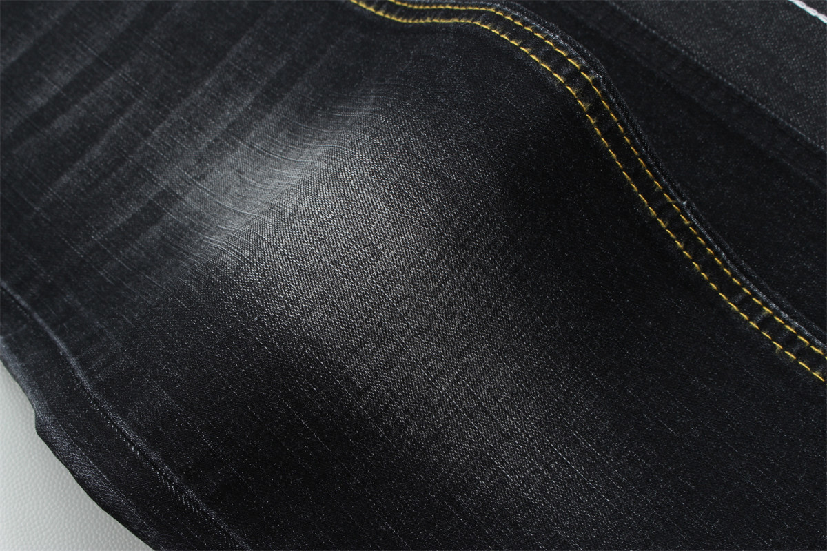 Dark Black Color High Stretch Slub Denim Fabric For Kids and Women Jeans