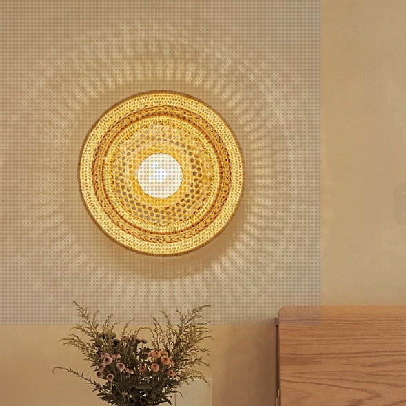 BAMBOO WALL LAMP FOR PROJECT RATTAN WALL LIGHT RETRO ART HOMESTAY TEA ROOM LIVING ROOM BAR RATTAN LAMP
