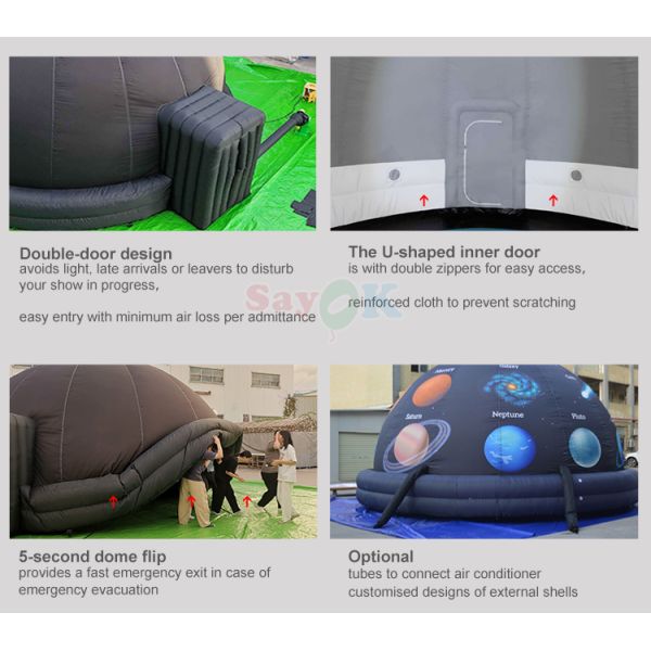 Sayok Inflatable Planetarium Dome with Wheel Chair Entrance Mobile Projection Tent for School Outdoor