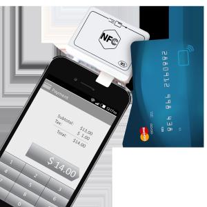 Quality Mini NFC Magnetic Bank RFID Card Reader With ISO Android SDK ACR35 Contactless White Color Lightweight Card Writer wholesale