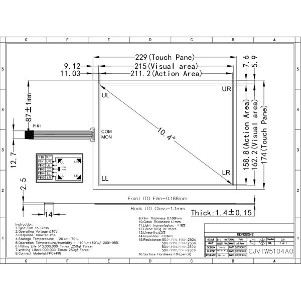 10.4 Inch Multi Touch Resistive Touchscreen , 5 Wires Resistive Lcd Touch Screen
