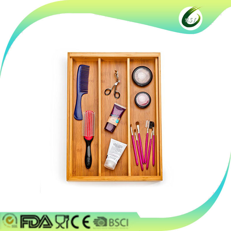 Totally bamboo material expandable utility drawer organizer