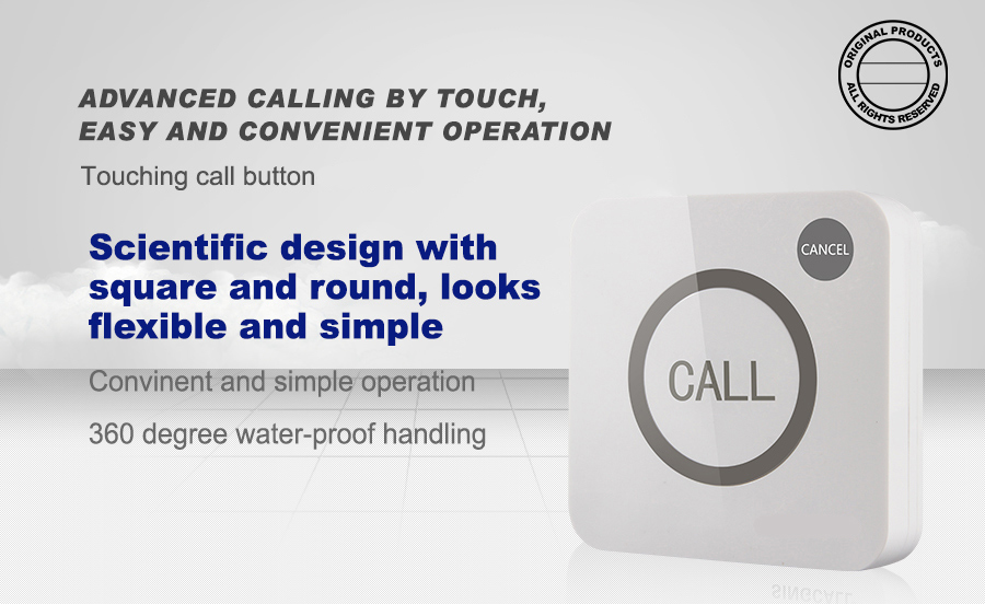 Fully waterproof wireless restaurant waiter calling system