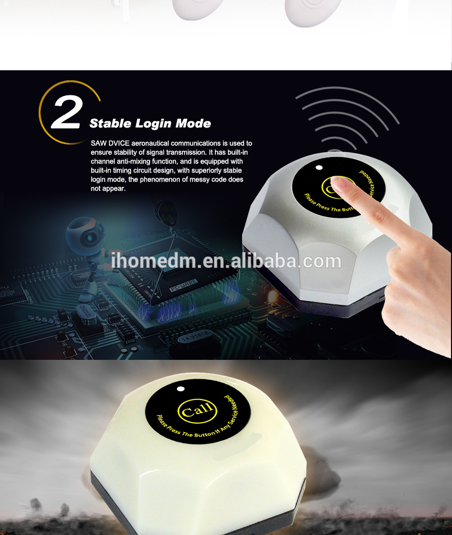 China manufacturer wireless calling equipment with 1 key service caller and touchable display receiver