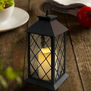 China Vintage Indoor Black Lantern Flameless LED Candles With Plastic Wavy And Drip on sale