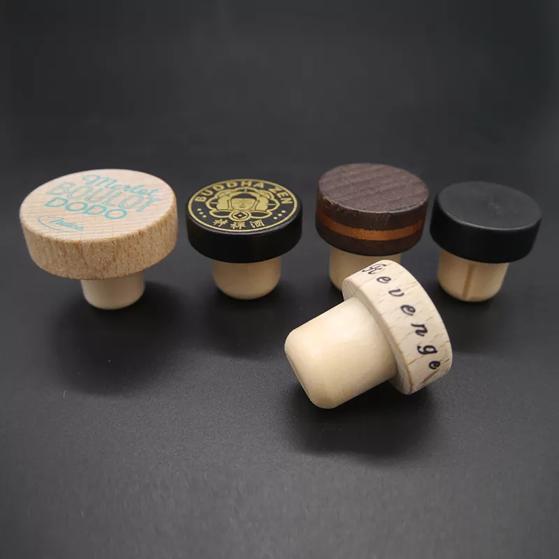 Round T Shape Zamak Metal Plastic Wooden Liquor Brandy Spirits Tequila Vodka Gin Rum Bottle Synthetic Cork