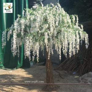 China UVG walk way decoration 10ft white wisteria blossom fake trees for wedding WIS014 on sale