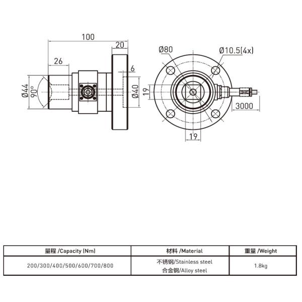 IP65 Force Torque Sensor With High Precision Load Cell Strain Gauge