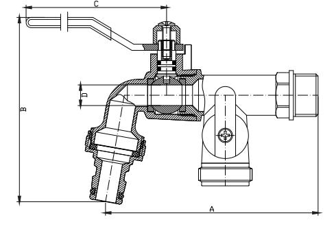 3/4"Washing Machine Two-Head Double Control Garden Water Tap Brass Bibcock