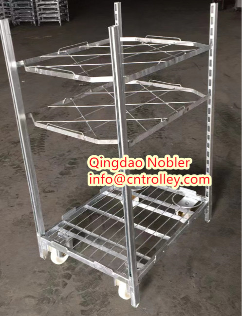 Hot Dip Galvanized Dutch Flower Trolley Seedling Cart With 4 Shelves