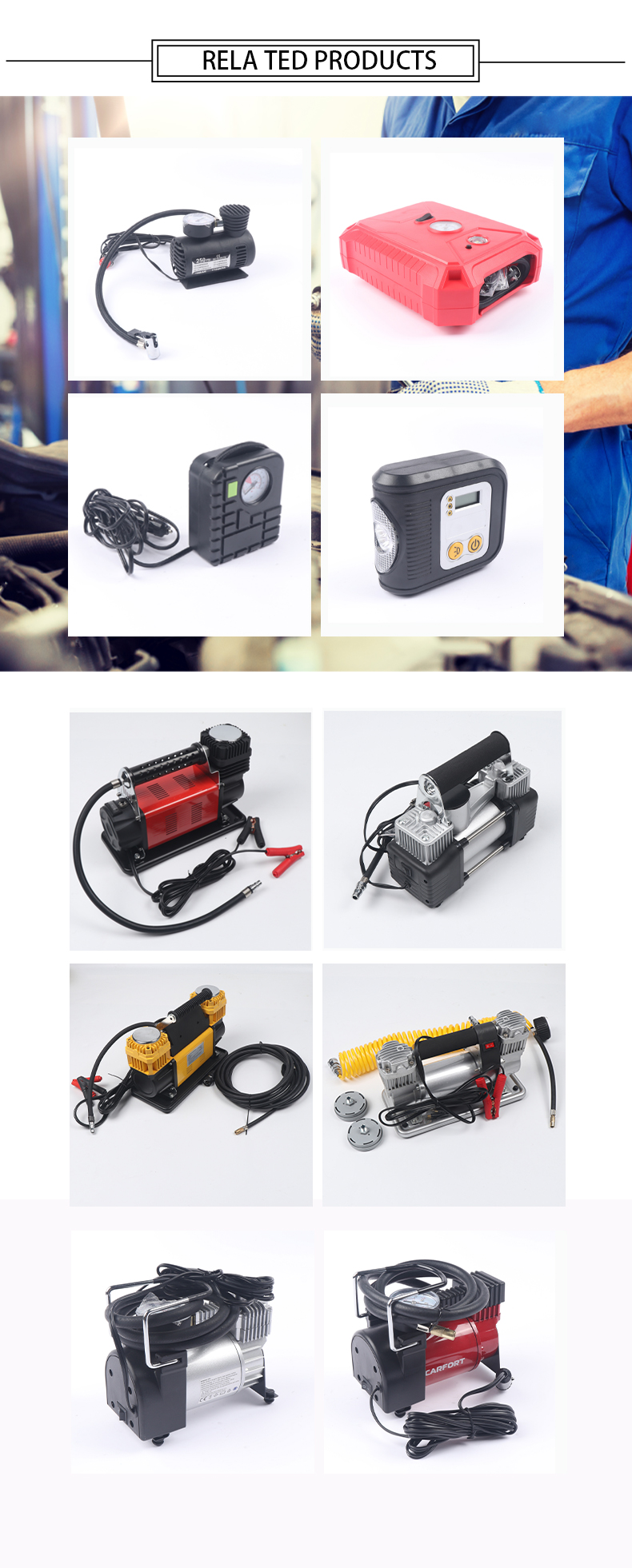 Portable Tire Inflator with Pressure Monitor 16.5*16.5*6.5CM Max Pressure 101-150Psi