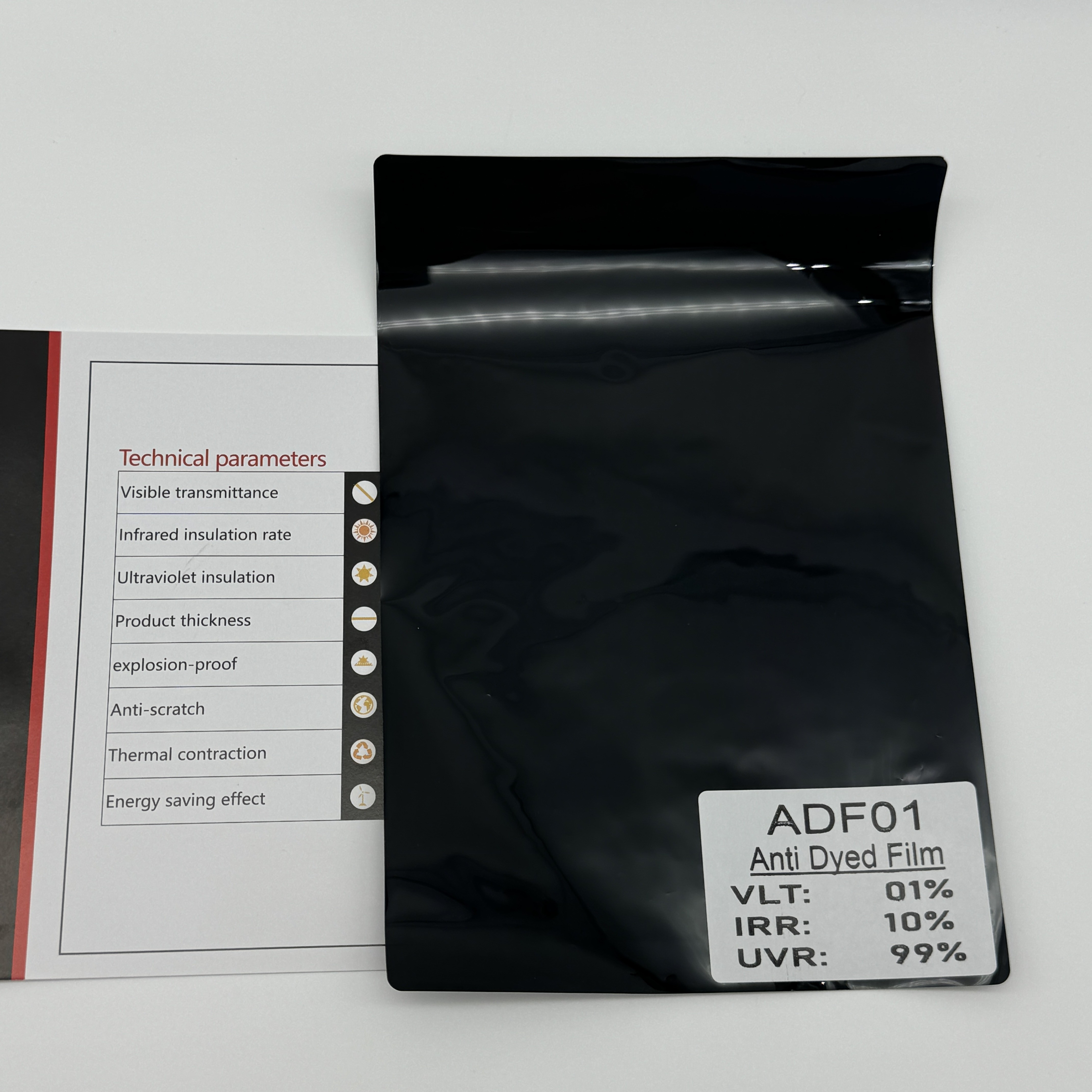 Sand Proof ADF01 Car Window Solar Film 99.9%UVR UV Resistant 1%VLT privacy 1PLY