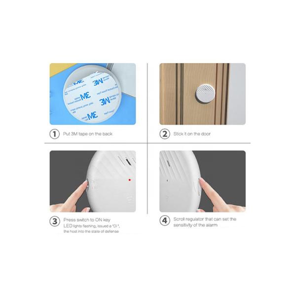 White 130dB Wireless Anti Theft Alarm System Round Ultra Thin