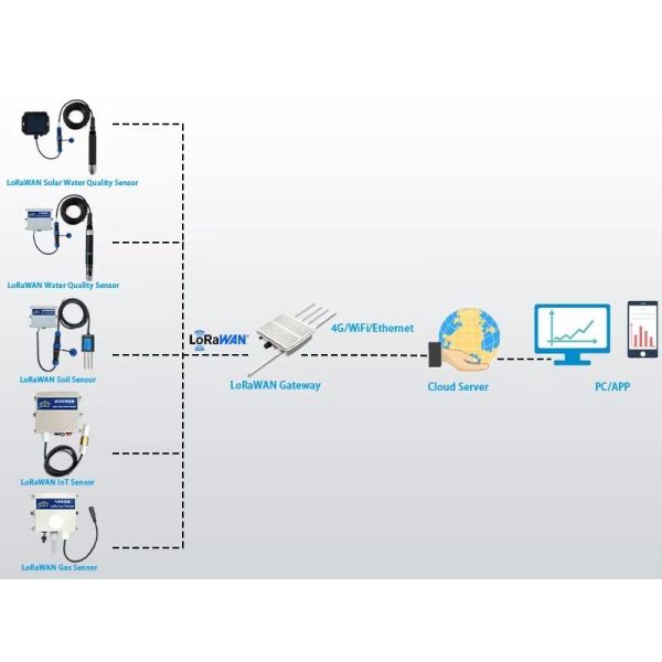 ER26500 Battery Powered LoRaWAN Water Quality EC Sensor | Temperature Salinity TDS Monitor